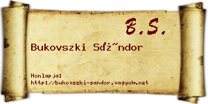 Bukovszki Sándor névjegykártya